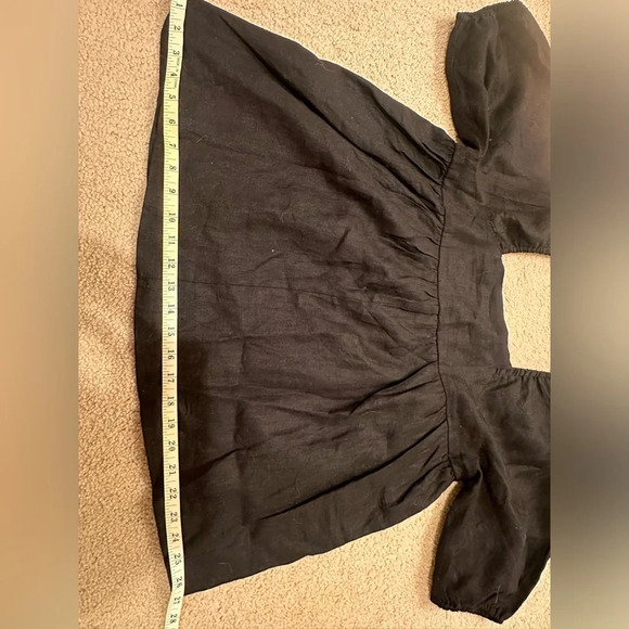 DISSH 100% Linen Black Hali Sleeved Top, Size 6 - Picture 6 of 9